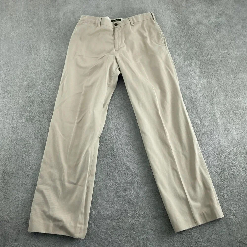 Eddie Bauer Mens Classic Fit Khaki Pants 36W 100% Cotton 4803